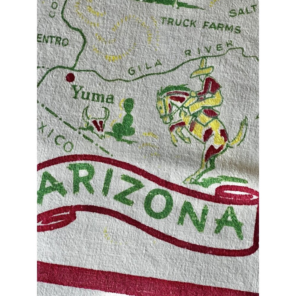 Vintage Arizona Map Tablecloth 39"x30" Cotton Linen Blend Southwest Decor Collec - Picture 3 of 13